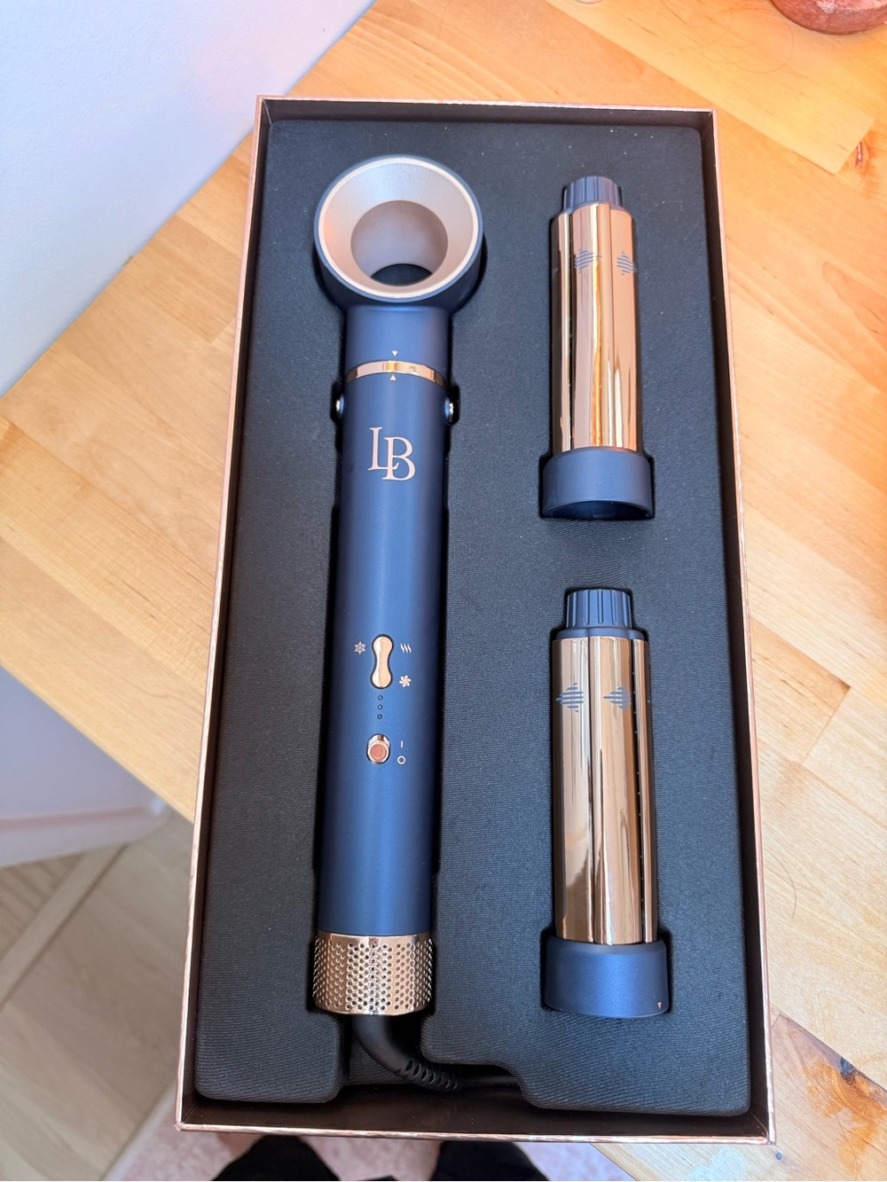 L’Brise Paris Matte Blue and Rose Gold air Styling Tool Set